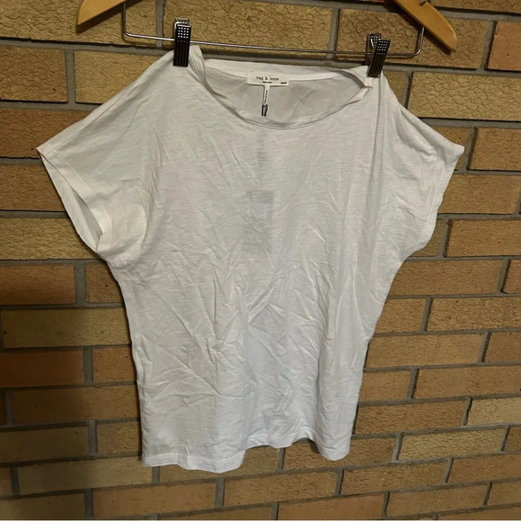 NWT Rag & Bone The Slub Pleat Short Sleeve Tee White Size XS - Picture 2 of 8